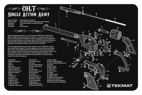 TekMat TEKR17SAA  Cleaning Mat Black/White Rubber 11"x17" Colt Revolver Army Parts Diagram