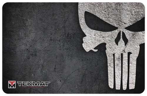 TekMat TEKR17PUNISHER Punisher Grunge Cleaning Mat Black/White Rubber 11"x17" Punisher Skull