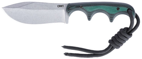 CRKT 2376 Minimalist Nessmuk Fixed Plain Stonewashed D2 Steel Blade, Green Micarta Handle