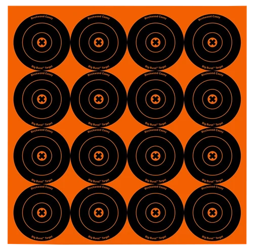 Birchwood Casey 36348 Big Burst Revealing Target Self-Adhesive Paper Black/Orange 3" Bullseye 48 Pack