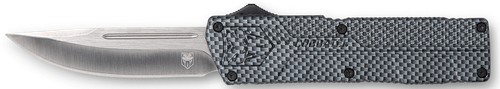 CobraTec Knives CFCTLWDNS Lightweight  3.25" OTF Drop Point Plain D2 Steel Blade/Carbon Fiber Aluminum Handle Includes Pocket Clip