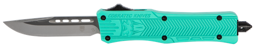 CobraTec Knives STFCTK1SDNS CTK-1  Small 2.75" OTF Drop Point Plain D2 Steel Blade/Tiffany Blue Aluminum Handle Features Glass Breaker Includes Pocket Clip