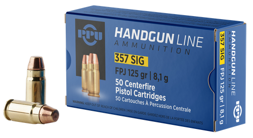 PPU PPH357S Handgun  357Sig 125gr Flat Point Jacketed 50 Per Box/20 Case