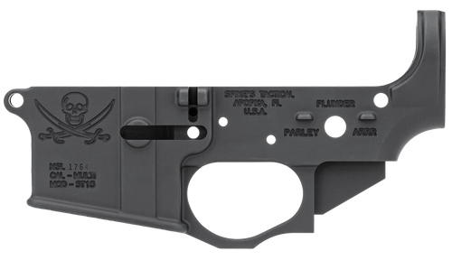 Spikes STLS016 Calico Jack Stripped Lower Receiver Multi-Caliber 7075-T6 Aluminum Black Anodized for AR-15