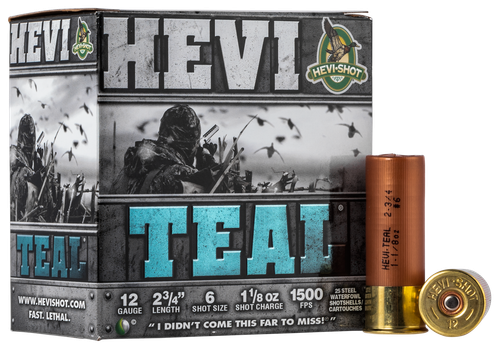 HEVI-Shot HS61226 HEVI-Teal  12Gauge 2.75" 1 1/8oz 6Shot 25 Per Box/10 Case