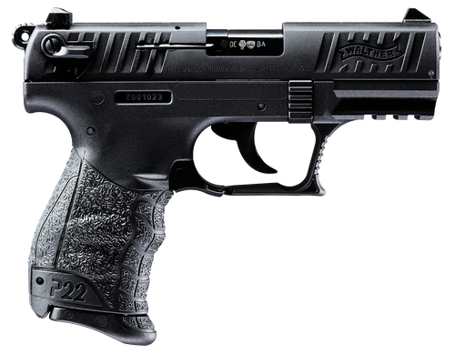 Walther Arms 5120333 P22 *CA Compliant 22 LR 10+1 3.42" Matte Black Tenifer Serrated/Steel Slide, Black Polymer Frame w/Picatinny Rail, Black Interchangeable Backstrap Grips