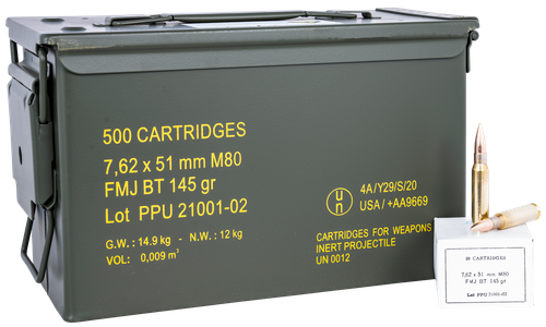 PPU PPRM762M Rangemaster  7.62x51mmNATO 145gr Full Metal Jacket Boat Tail/500rds *Sold by Case *Includes Metal Can