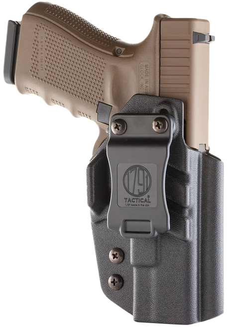 1791 Gunleather TACIWBGLOCKBLKR Tactical Kydex  IWB Black Kydex Belt Clip Compatible w/Glock Right Hand