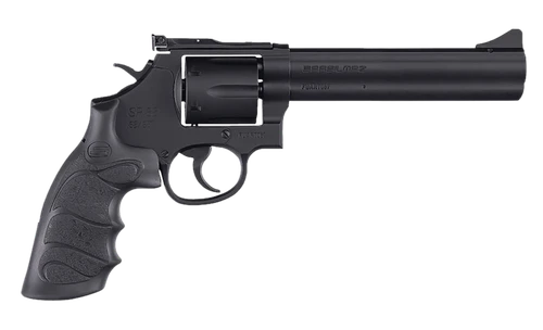 SAR USA SARSR38BL6 SAR SR  357 Mag/38 Special 6 Shot 6" Black Steel Barrel & Cylinder, Black Steel Frame, Black Finger Grooved Grip, Drop Safety/Hammer Block Safety, Exposed Hammer
