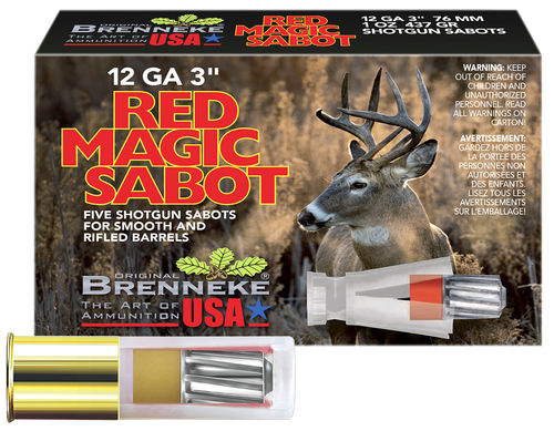 Brenneke SL123RMS Red Magic  12Gauge 3" 1oz Sabot Slug Shot 5 Per Box/50 Case