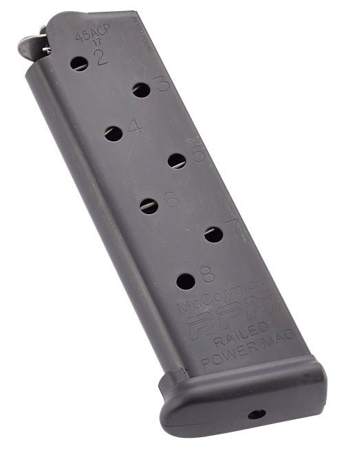 CMC Products MRPM45FS8B Power Mag Railed 8rd 45 ACP Fits 1911 Government Black Stainless Steel