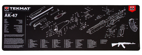 TekMat TEKR36AK47 AK-47 Cleaning Mat Black/White Rubber 12"x36" AK-47 Parts Diagram