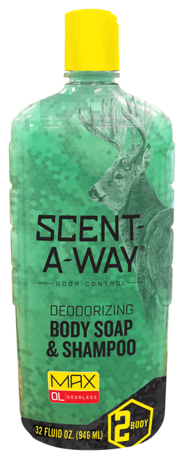 Scent-A-Way 07758 Shampoo/Body Wash  Odor Eliminator Odorless Scent Vegetable Proteins 32oz Bottle
