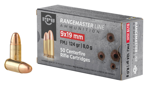 PPU PPRM9M Rangemaster  9mmLuger 124gr Full Metal Jacket 1000/Box