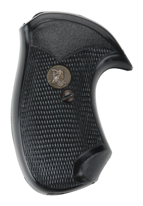 Pachmayr 03147 Compact Grip Checkered Black Rubber with Finger Grooves for Small Rossi Revolvers