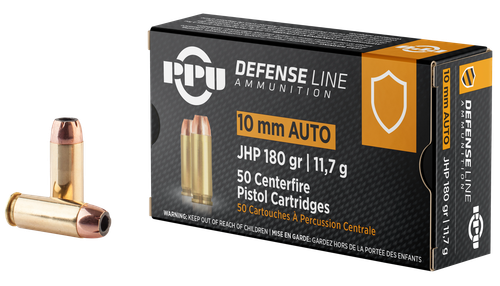 PPU PPD10 Defense  10mmAuto 180gr Jacketed Hollow Point 50 Per Box/10 Case