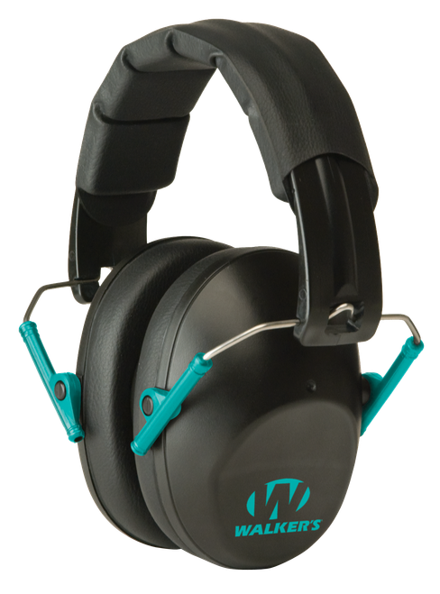 Walker's GWPFPM1BKTL Pro Low Profile Passive Muff 22 dB Over the Head Black/Teal Accent Polymer
