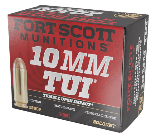 Fort Scott Munitions 10MM124SCV Tumble Upon Impact (TUI)  10mmAuto 125gr Solid Copper Spun 20 Per Box/25 Case