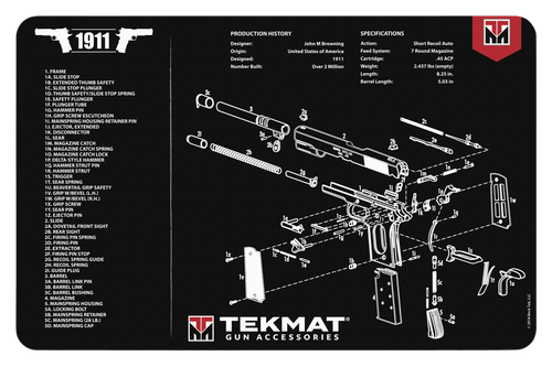 TekMat TEKR171911 1911 Cleaning Mat Black/White Rubber 11"x17" 1911 Parts Diagram