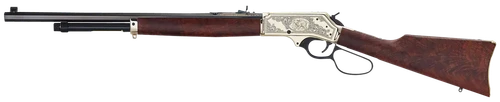 Henry H010BGWL Wildlife  45-70 Gov 4+1 22" Blued Octagon, Polished Brass Engraved Rec, American Walnut Furniture, Large Loop Lever, Adj. Brass Bead Sight