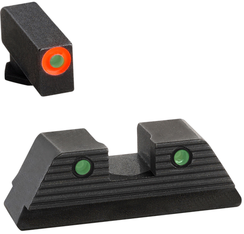 AmeriGlo GL816 Trooper Sight Set for Glock  Green Tritium Orange Outline Front Sight-Green Tritium Black Outline Rear Sight