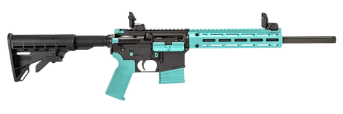 Tippmann Arms A101203 M4-22 LTE 22 LR 25+1 16" Black Parkerized Threaded Barrel, Matte Black Aluminum Receiver w/Picatinny Rail, Robin Egg Blue M-LOK Handguard, Composite Forend, Black Polymer Stock,