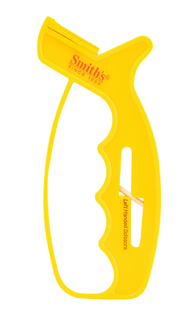 Smiths Products JIFFS 10-Second Knife & Scissor Sharpener Hand Held Fine, Coarse Carbide, Ceramic Sharpener Plastic Handle Yellow