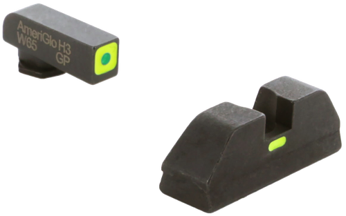 AmeriGlo GL615 CAP Sight Set for Glock  Green Tritium LumiGreen Outline Front Sight-LumiGreen Bar Rear Sight