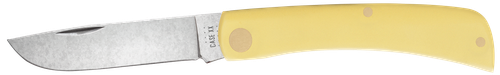 Case 00032 Sod Buster Jr.  2.80" Folding Skinner Plain Tumble Polish Chrome Vanadium Steel Blade/Yellow Synthetic Handle