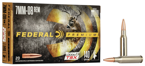 Federal P708C Premium  7mm-08Rem 140gr Barnes TSX 20 Per Box/10 Case
