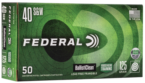 Federal BC40CT1 BallistiClean Reduced Hazard Training 40S&W 125gr Lead Free Frangible 50 Per Box/20 Case