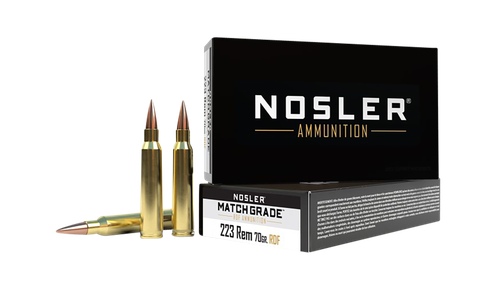 Nosler 60130 Match Grade RDF 223Rem 70gr RDF Hollow Point Boat Tail 20 Per Box/40 Case