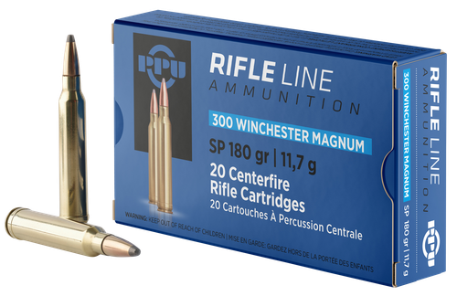 PPU PP3003 Standard Rifle  300WinMag 180gr Soft Point 20 Per Box/10 Case