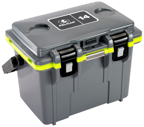 PELICAN 14Q-1-DKGRYEGRN 14QT ELITE COOLER GRY/GRN