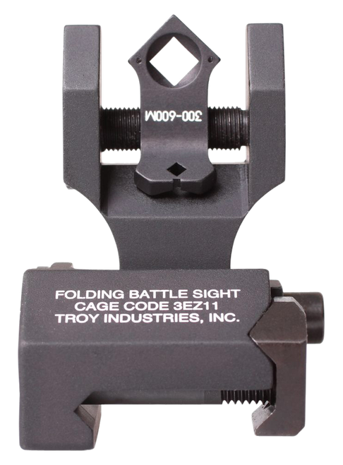 Troy Ind SSIGFBSTTBT00 Tritium Rear Folding BattleSight Round  Black Hardcoat Anodized Folding for AR-15