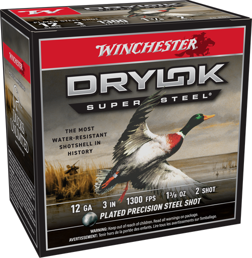 Winchester Ammo XSM1232 Drylok Super Steel Magnum 12Gauge 3" 1 3/8oz 2Shot 25 Per Box/10 Case