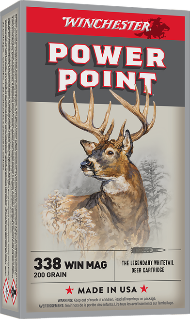 Winchester Ammo X3381 Power-Point  338WinMag 200gr 20 Per Box/10 Case