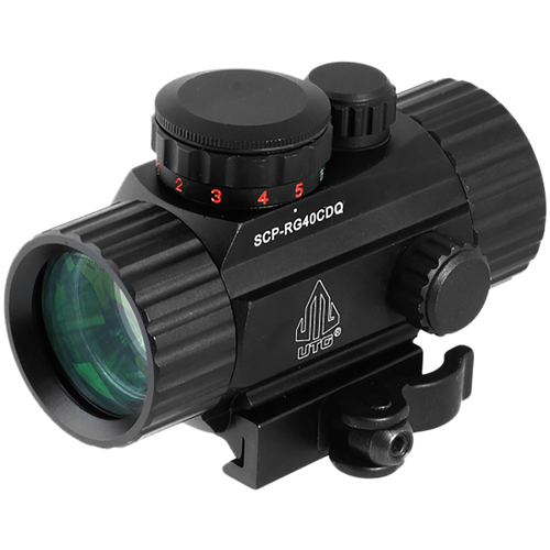 UTG SCPRG40CDQ ITA  Black Hardcoat Anodized 1x 4 MOA Red/Green Dot/62 MOA Circle Reticle