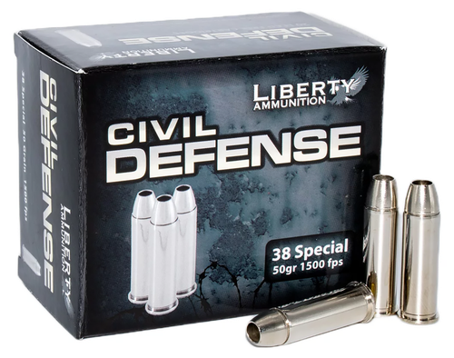 Liberty Ammunition LACD38025 Civil Defense  38Special 50gr Lead Free Fragmenting Hollow Point 20 Per Box/50 Case