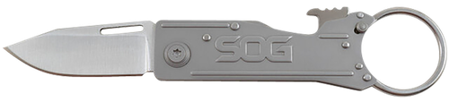 S.O.G SOG-KT1001-C KeyTron  1.80" Folding Plain Clip Point Grey 5Cr13MoV SS Blade/ Grey Stainless Steel Handle