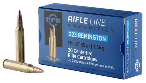 PPU PP223F1 Standard Rifle  223Rem 55gr Full Metal Jacket Boat Tail 20 Per Box/50 Case