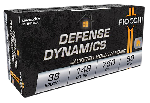 Fiocchi 38E Defense Dynamics  38Special 148gr Jacketed Hollow Point 50 Per Box/20 Case
