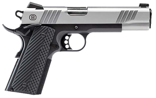 Bersa B19117050SBBK B1911  Full Size Frame 45 ACP 8+1 5" Stainless Steel Barrel, Stainless Serrated Steel Slide, Black Stainless Steel Frame w/Beavertail, Black VZ Grip, Ambidextrous