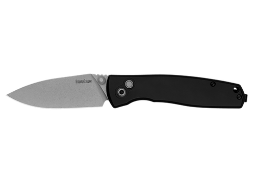 Kershaw 2053 Kindred  3" Folding Spear Point Plain Stonewashed D2 Steel Blade, Black Anodized Aluminum Handle
