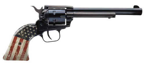 Heritage Mfg RR22B6-USF02 Rough Rider  22 LR 6 Shot 6.50" Black Steel Barrel & Cylinder, Black Oxide Zinc Alloy Frame, US Flag Grip