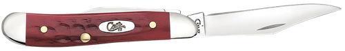 Case 00781 Peanut  Medium 2.10"/1.53" Folding Clip Point/Pen Plain Mirror Polished Tru-Sharp SS Blade Corn Cob Jigged Old Red Bone Handle