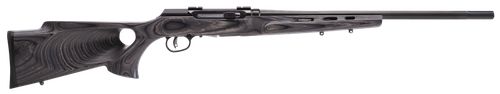 Savage Arms 47005 A17 Target Full Size 17 HMR 10+1 22" Black Heavy Fluted Barrel, High Luster Drilled & Tapped Carbon Steel Receiver, Satin Gray Thumbhole Laminate Stock, Right Hand