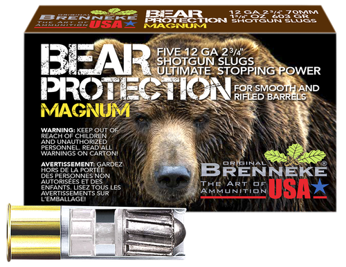 Brenneke SL122BPM Bear Protection  12Gauge 2.75" 1 3/8oz Slug Shot 5 Per Box/50 Case