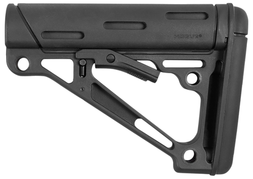 Hogue 15040 OverMolded Collapsible Buttstock made of Synthetic Material with Black Finish & Overmolded Rubber for Mil-Spec AR-15, M16