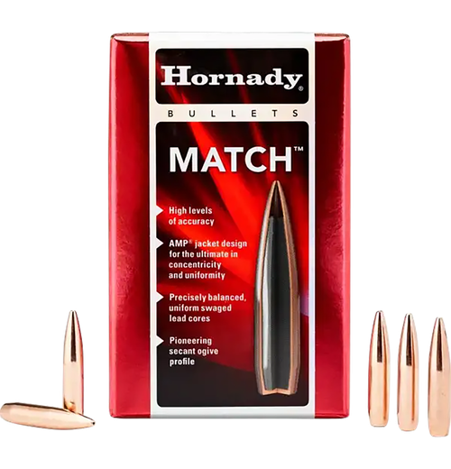Hornady 30733 Match  30 Cal .308 208 gr Hollow Point Boat Tail Match 100 Per Box/ 15 Case